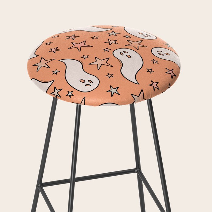 Pastel Ghost Print in Peach Stool Gallery Image 2