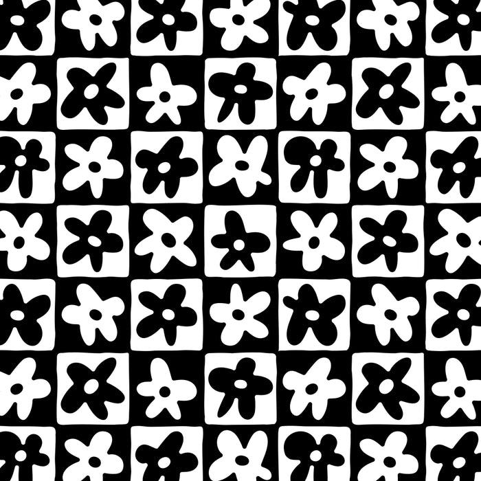 Black and white checkered floral pattern art Coffee Mug Gallery Image 2