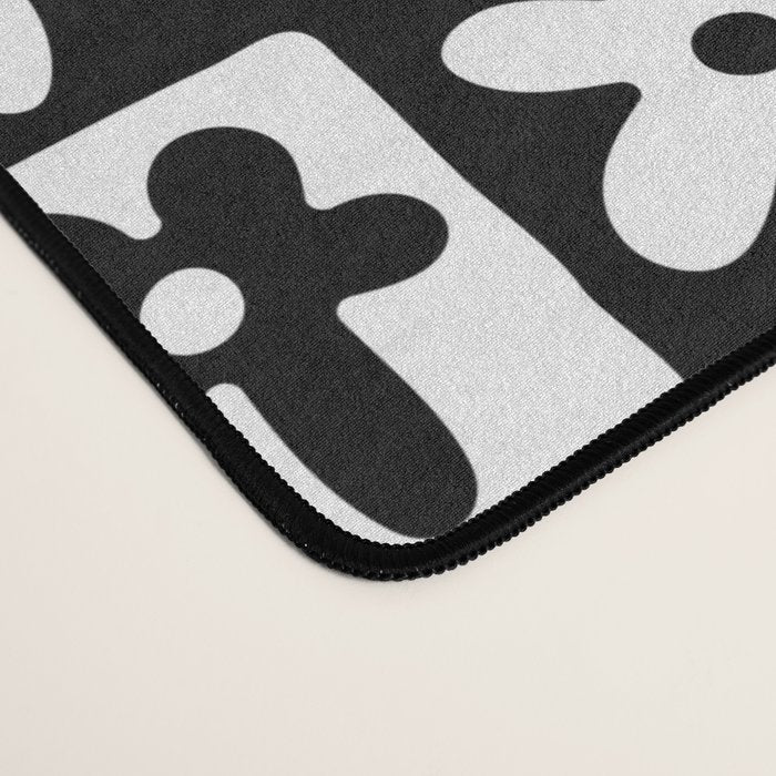 Black and white checkered floral pattern art Desk Mat Gallery Image 4