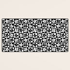 Black and white checkered floral pattern art Desk Mat Gallery Image 3