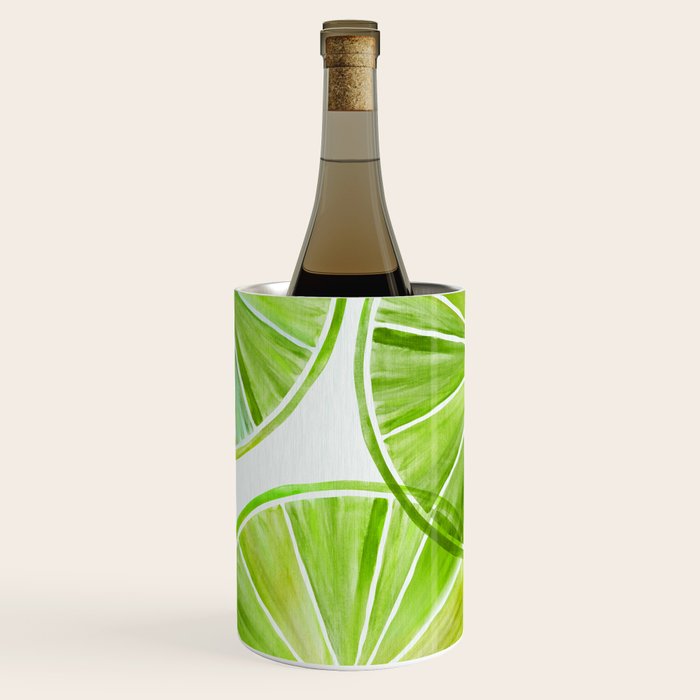 Fresh Lime Citrus Abstract Watercolor Wine Chiller Gallery Image 1