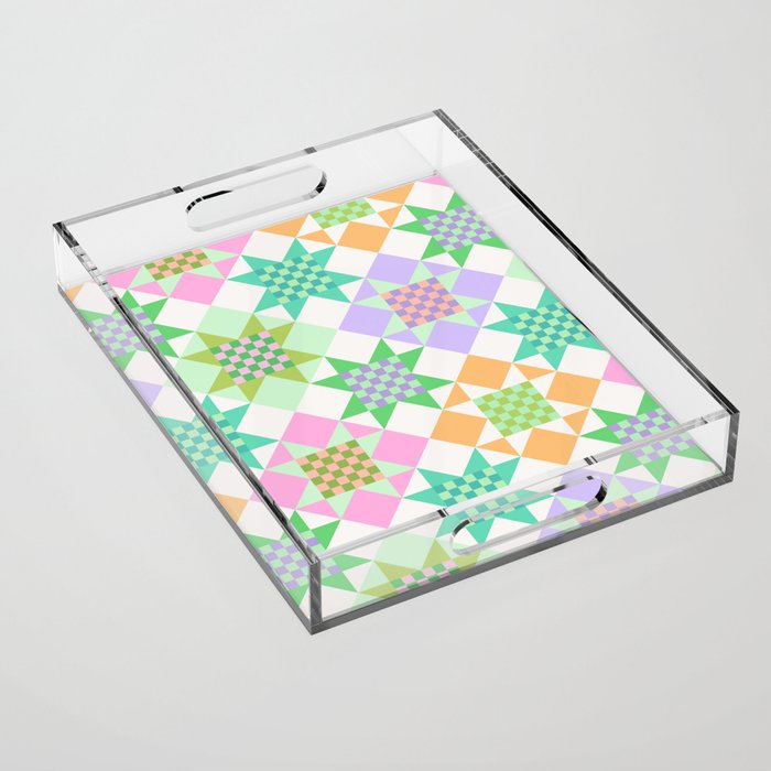 Checkerboard Quilt - Pastel Colors Acrylic Tray Gallery Image 1