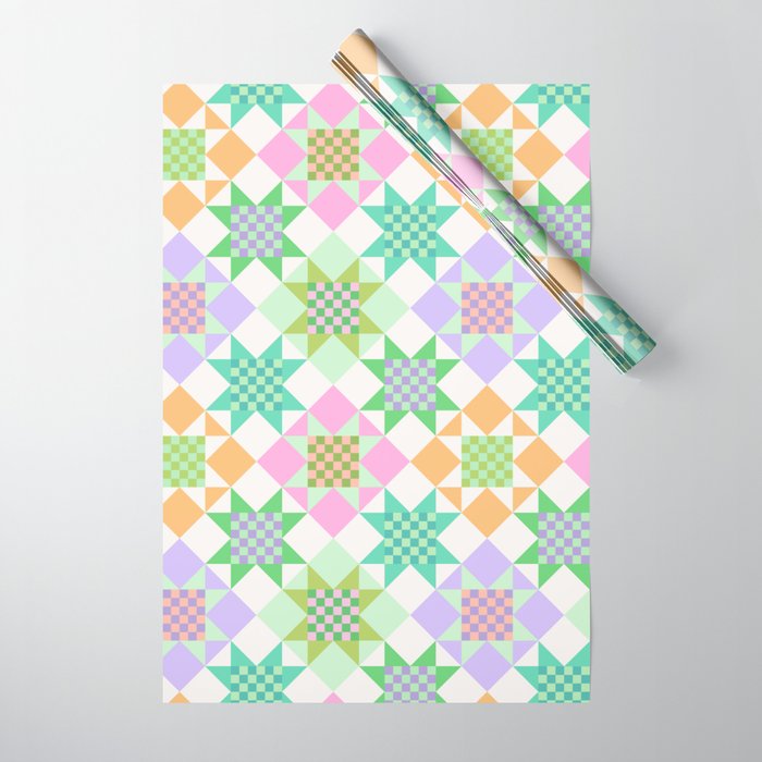 Checkerboard Quilt - Pastel Colors Wrapping Paper Gallery Image 1