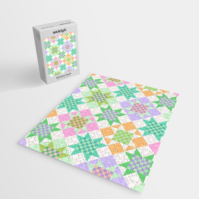 Checkerboard Quilt - Pastel Colors Jigsaw Puzzle Gallery Image 2