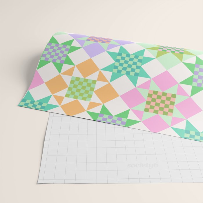 Checkerboard Quilt - Pastel Colors Wrapping Paper Gallery Image 2