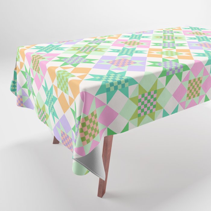 Checkerboard Quilt - Pastel Colors Tablecloth Gallery Image 1