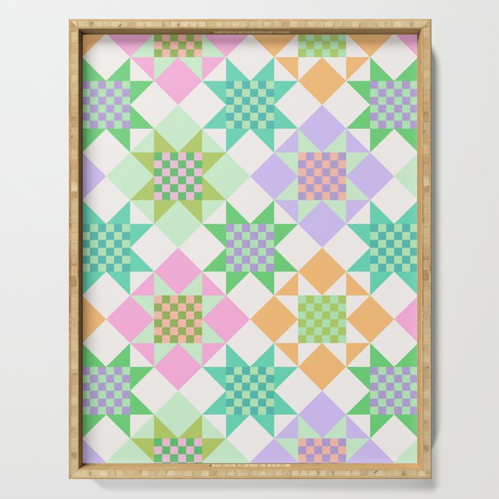 Checkerboard Quilt - Pastel Colors Serving Tray Gallery Image 1