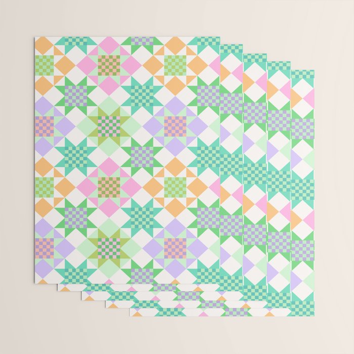 Checkerboard Quilt - Pastel Colors Wrapping Paper Gallery Image 3