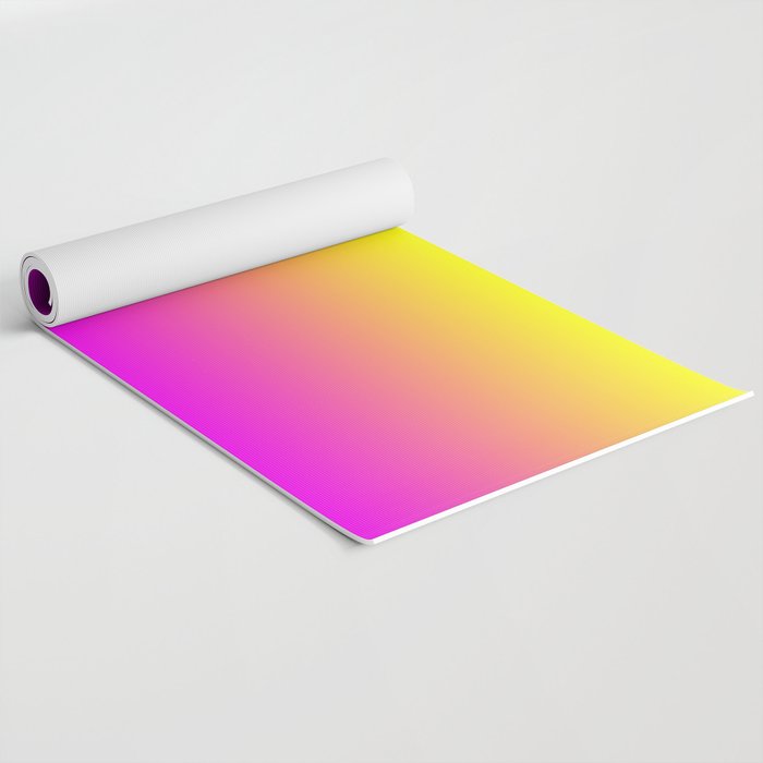 Neon Yellow and Bright Hot Pink Ombré  Shade Color Fade Yoga Mat Gallery Image 2