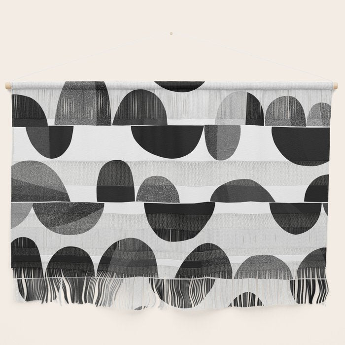 Mid Century Abstract cut-out Pebbles 3. Black and white Wall Hanging Gallery Image 1