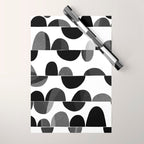 Mid Century Abstract cut-out Pebbles 3. Black and white Wrapping Paper Gallery Image 1