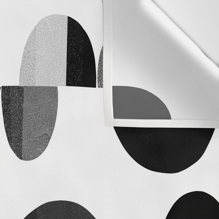 Mid Century Abstract cut-out Pebbles 3. Black and white Wall Tapestry Gallery Image 3