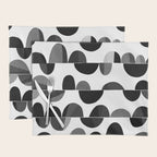 Mid Century Abstract cut-out Pebbles 3. Black and white Placemat Gallery Image 1