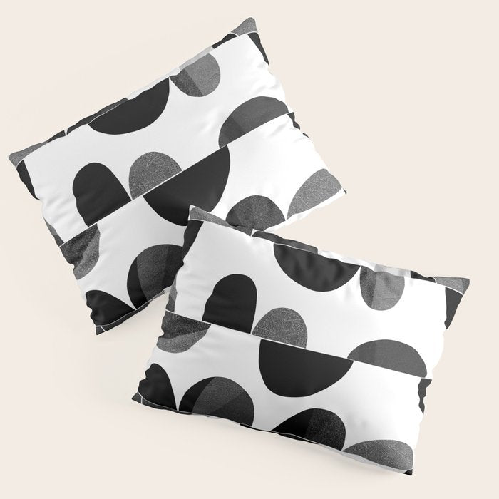 Mid Century Abstract cut-out Pebbles 3. Black and white Pillow Sham Gallery Image 3