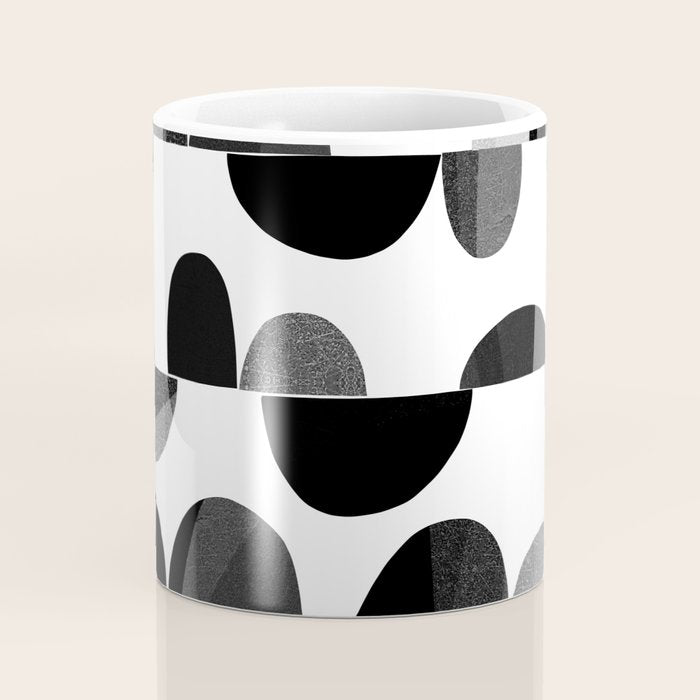 Mid Century Abstract cut-out Pebbles 3. Black and white Coffee Mug Gallery Image 4