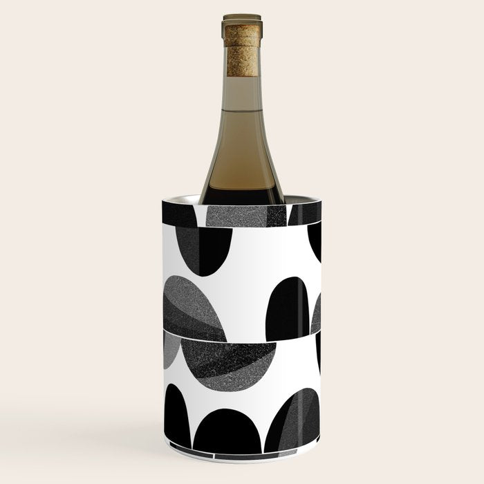 Mid Century Abstract cut-out Pebbles 3. Black and white Wine Chiller Gallery Image 2