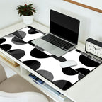 Mid Century Abstract cut-out Pebbles 3. Black and white Desk Mat Gallery Image 2