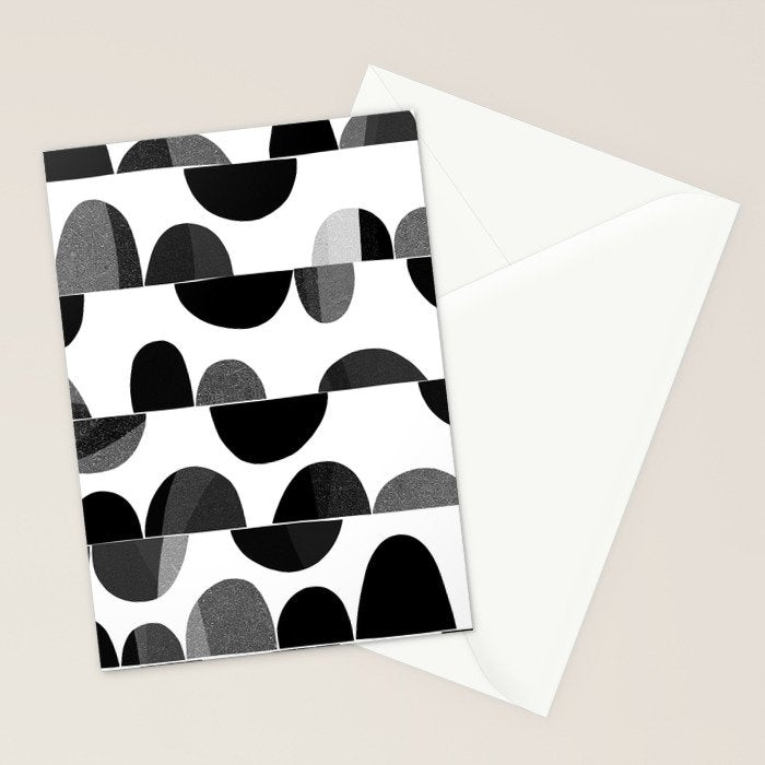 Mid Century Abstract cut-out Pebbles 3. Black and white Stationery Card Gallery Image 2