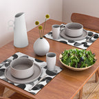 Mid Century Abstract cut-out Pebbles 3. Black and white Placemat Gallery Image 2