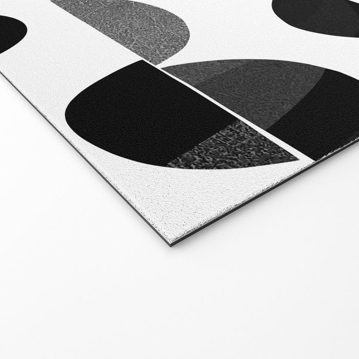 Mid Century Abstract cut-out Pebbles 3. Black and white Welcome Mat Gallery Image 2
