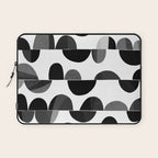 Mid Century Abstract cut-out Pebbles 3. Black and white Laptop Sleeve Gallery Image 1