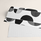 Mid Century Abstract cut-out Pebbles 3. Black and white Wrapping Paper Gallery Image 2