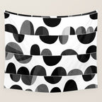 Mid Century Abstract cut-out Pebbles 3. Black and white Wall Tapestry Gallery Image 4