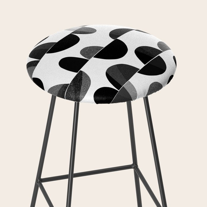 Mid Century Abstract cut-out Pebbles 3. Black and white Stool Gallery Image 2