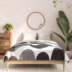 Mid Century Abstract cut-out Pebbles 3. Black and white Comforter Gallery Image 3