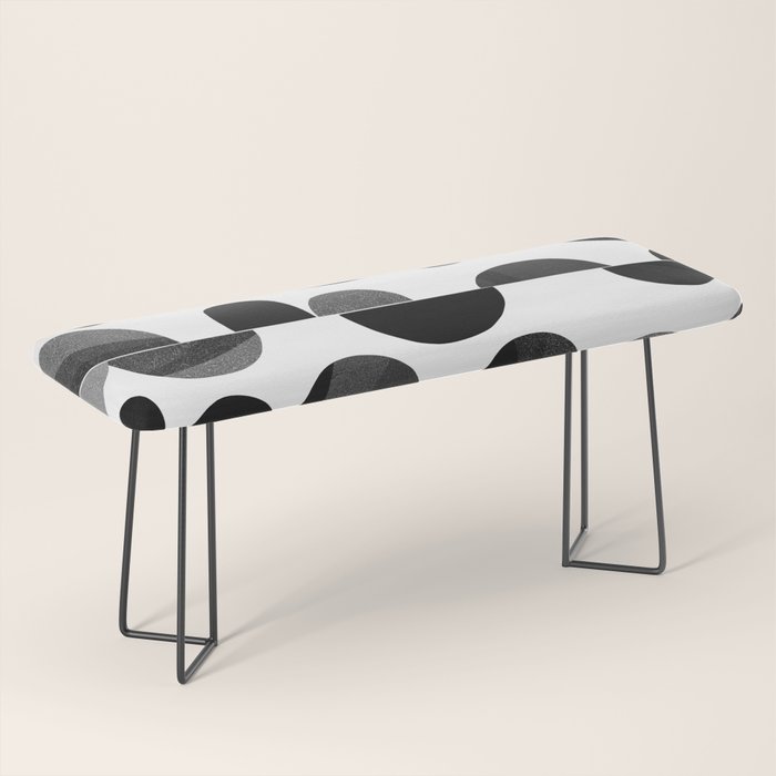 Mid Century Abstract cut-out Pebbles 3. Black and white Bench Gallery Image 1