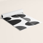 Mid Century Abstract cut-out Pebbles 3. Black and white Yoga Mat Gallery Image 2