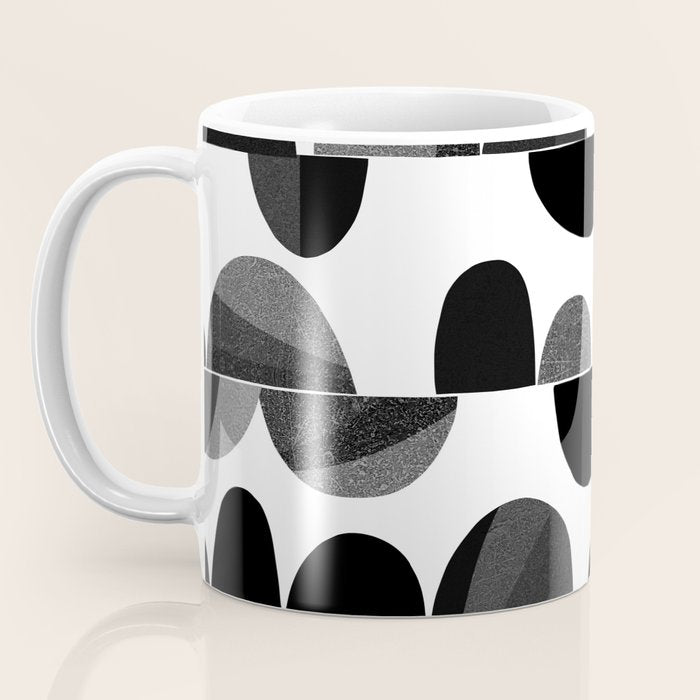 Mid Century Abstract cut-out Pebbles 3. Black and white Coffee Mug Gallery Image 3