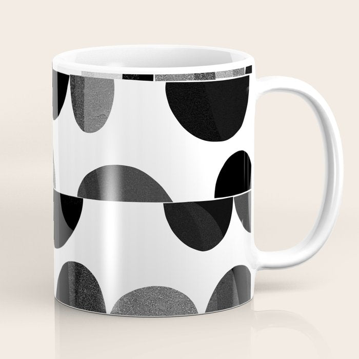 Mid Century Abstract cut-out Pebbles 3. Black and white Coffee Mug Gallery Image 1