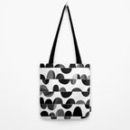 Mid Century Abstract cut-out Pebbles 3. Black and white Tote Bag Gallery Image 2