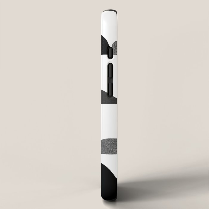Mid Century Abstract cut-out Pebbles 3. Black and white iPhone Case Gallery Image 2