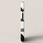 Mid Century Abstract cut-out Pebbles 3. Black and white iPhone Case Gallery Image 2