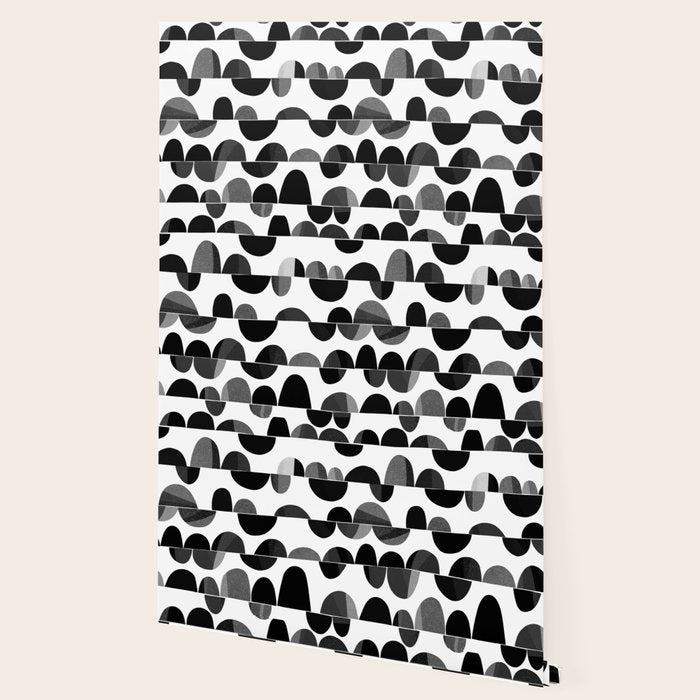 Mid Century Abstract cut-out Pebbles 3. Black and white Wallpaper Gallery Image 2