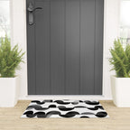Mid Century Abstract cut-out Pebbles 3. Black and white Welcome Mat Gallery Image 3