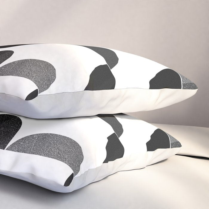 Mid Century Abstract cut-out Pebbles 3. Black and white Pillow Sham Gallery Image 3