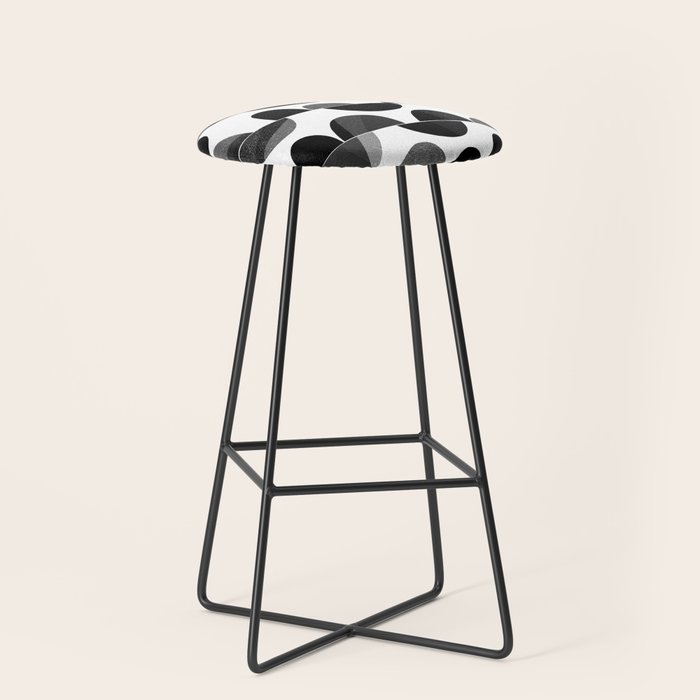 Mid Century Abstract cut-out Pebbles 3. Black and white Stool Gallery Image 1