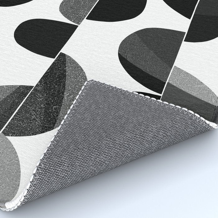 Mid Century Abstract cut-out Pebbles 3. Black and white Rug Gallery Image 4
