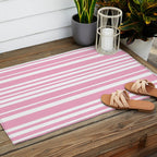 Classic Stripes XXXI - Pastel Pink  Outdoor Rug Gallery Image 2