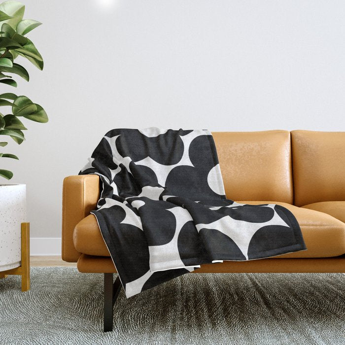 Black & White Retro Daisies #1 #decor #art #society6 Throw Blanket Gallery Image 1