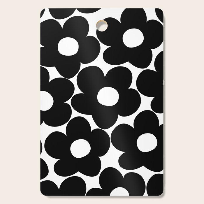 Black & White Retro Daisies #1 #decor #art #society6 Cutting Board Gallery Image 1