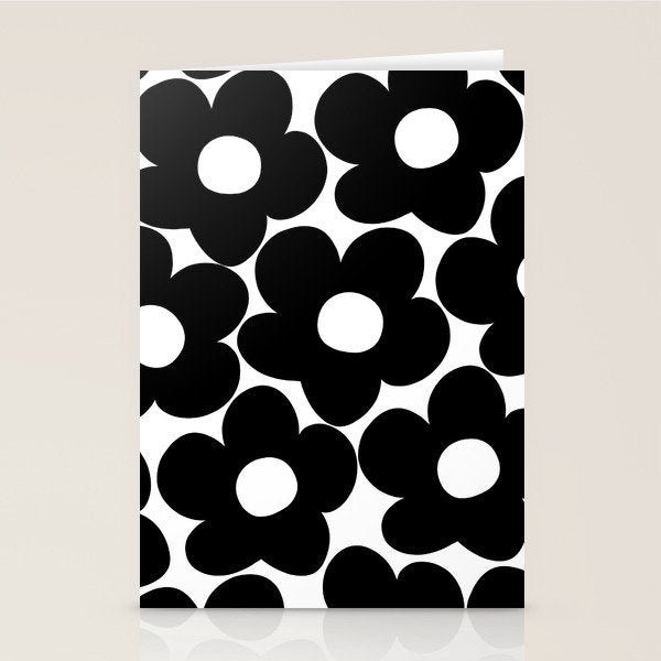 Black & White Retro Daisies #1 #decor #art #society6 Stationery Card Gallery Image 1