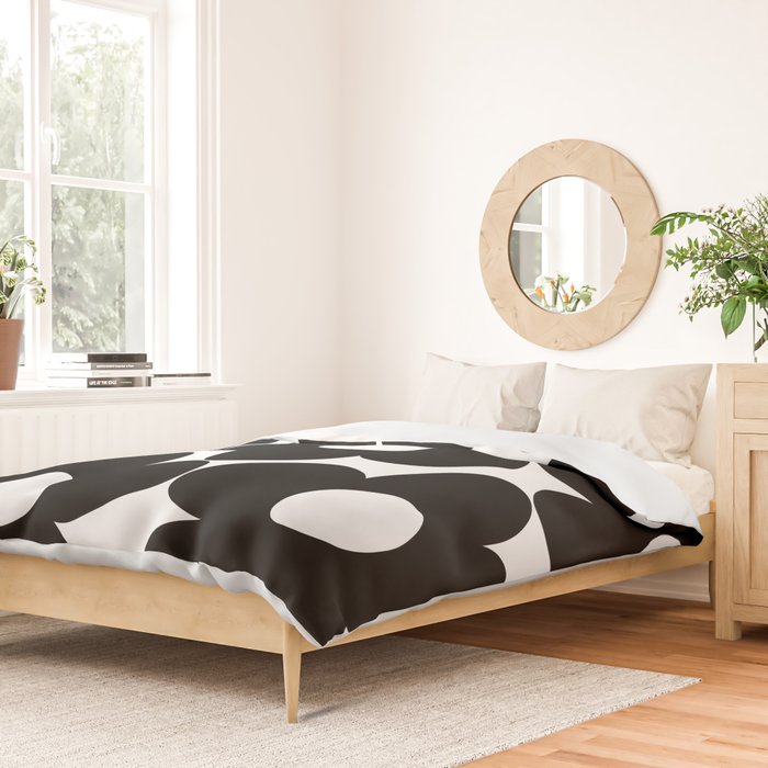Black & White Retro Daisies #1 #decor #art #society6 Duvet Cover Gallery Image 2