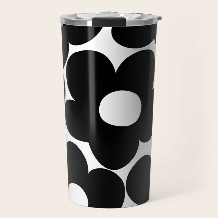 Black & White Retro Daisies #1 #decor #art #society6 Travel Mug Gallery Image 1