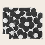 Black & White Retro Daisies #1 #decor #art #society6 Placemat Gallery Image 1