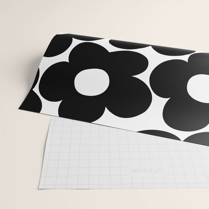 Black & White Retro Daisies #1 #decor #art #society6 Wrapping Paper Gallery Image 2
