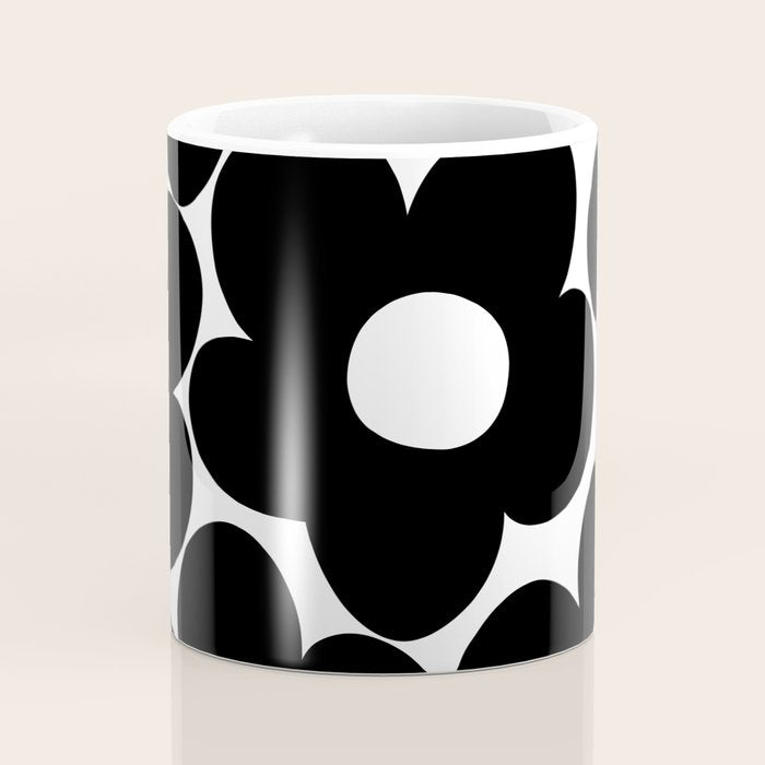 Black & White Retro Daisies #1 #decor #art #society6 Coffee Mug Gallery Image 4